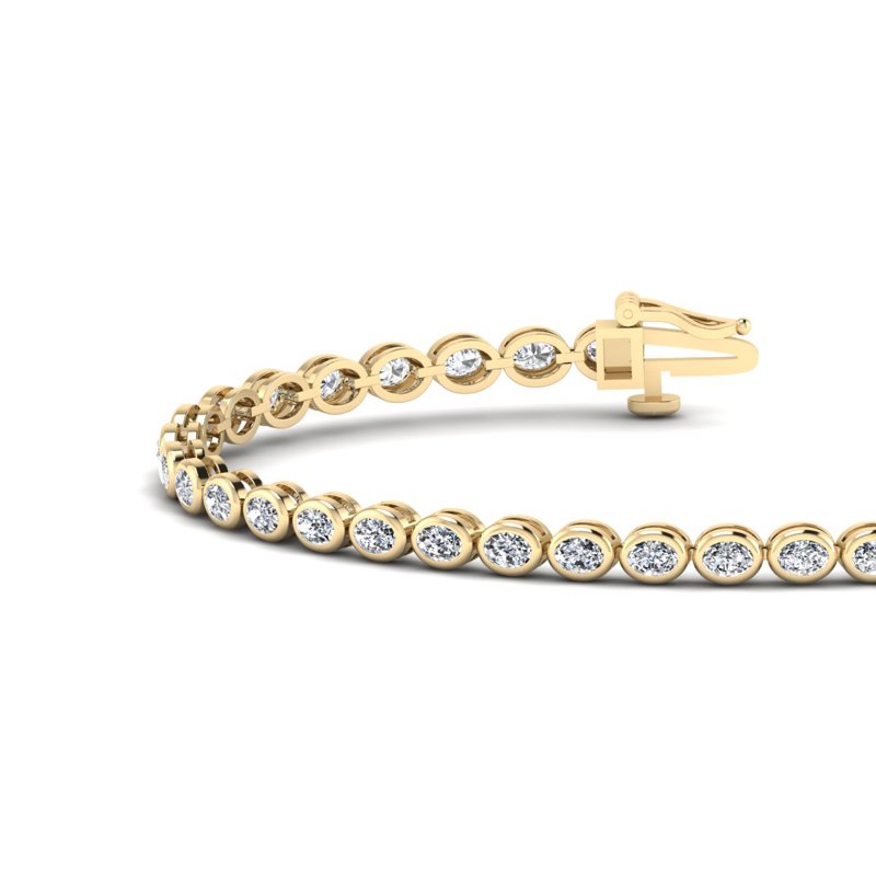 Yellow Gold Airy Oval Bezel Tennis Bracelet (3-1/2ctw)