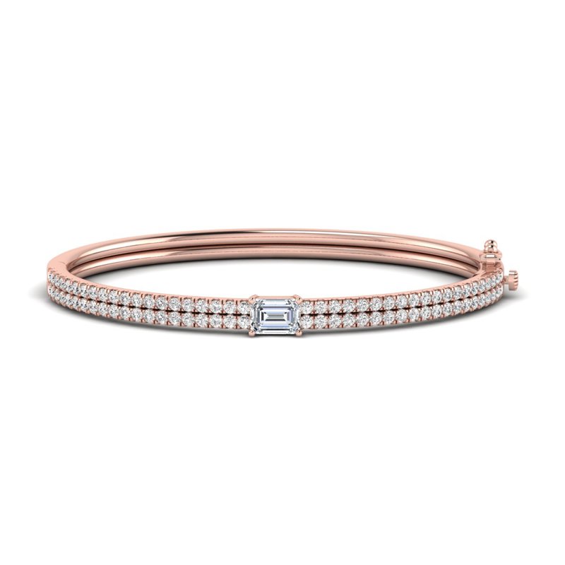 Rose Gold Lula Round Pave & Emerald Diamond Bangle