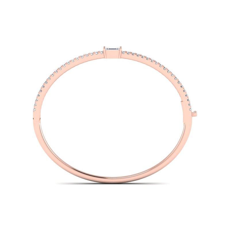 Rose Gold Lula Round Pave & Emerald Diamond Bangle