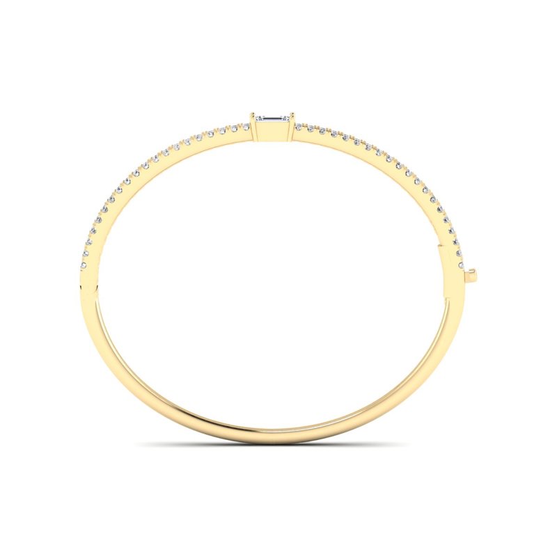 Yellow Gold Lula Round Pave & Emerald Diamond Bangle