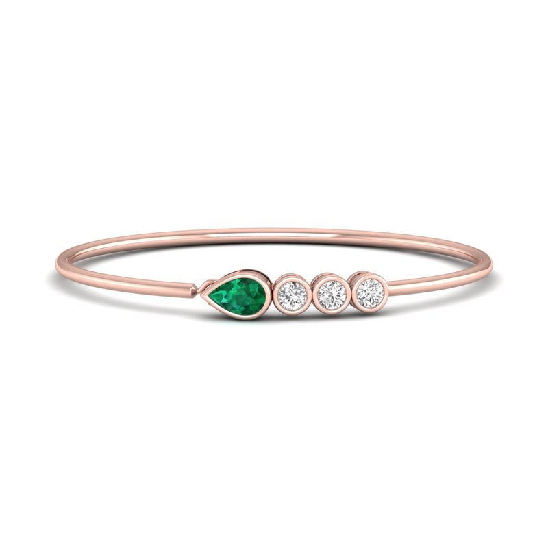 Rose Gold Tiana Emerald & Diamond Bangle