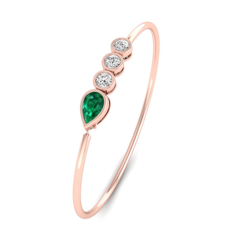 Rose Gold Tiana Emerald & Diamond Bangle