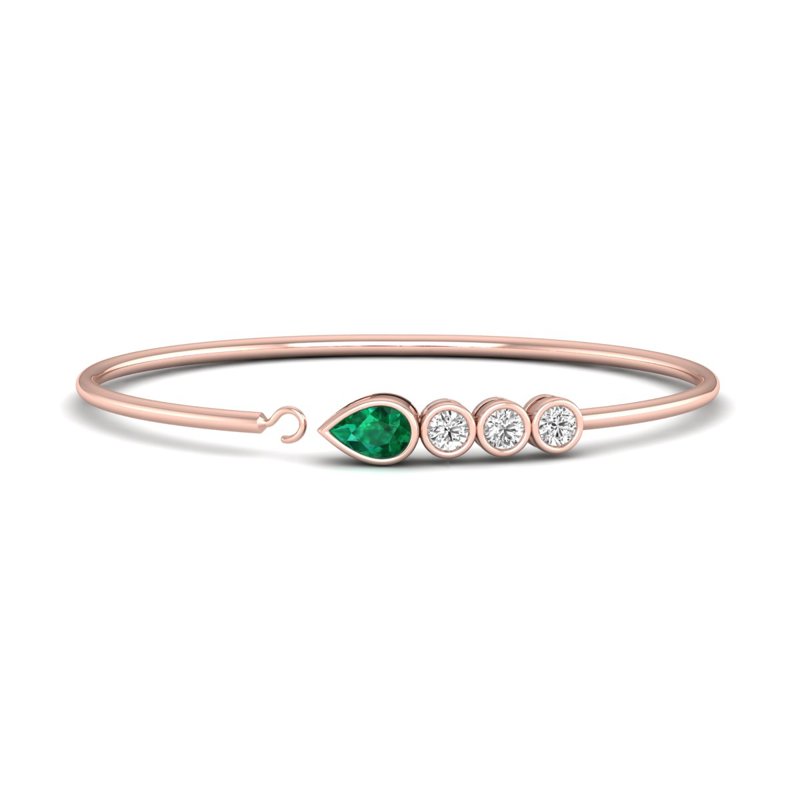 Rose Gold Tiana Emerald & Diamond Bangle