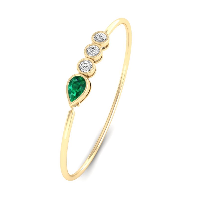 Yellow Gold Tiana Emerald & Diamond Bangle