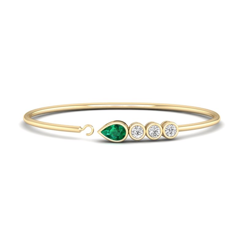 Yellow Gold Tiana Emerald & Diamond Bangle