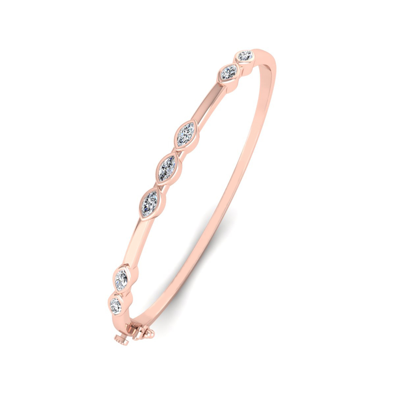 Rose Gold Harmony Marquise Bangle (3/4ctw)