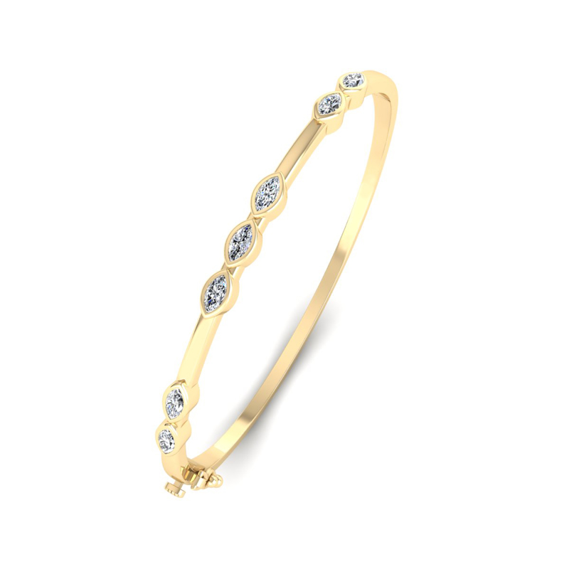 Yellow Gold Harmony Marquise Bangle (3/4ctw)