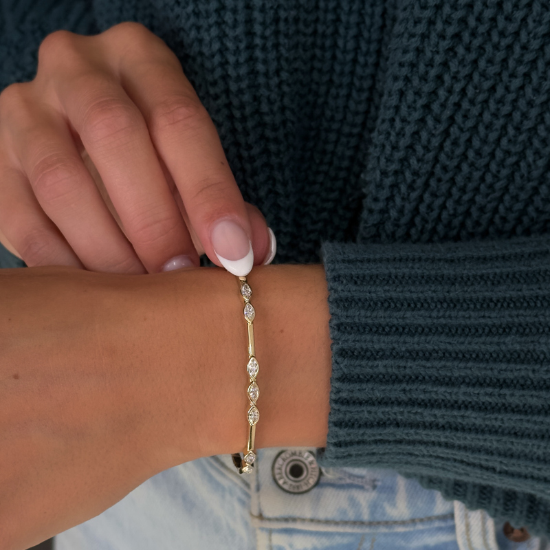 Rose Gold Harmony Marquise Bangle (3/4ctw)