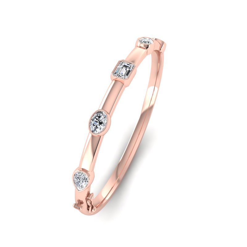 Rose Gold Bold Mix Shaped Bangle (3ctw)