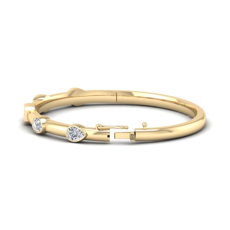Yellow Gold Bold Mix Shaped Bangle (3ctw)