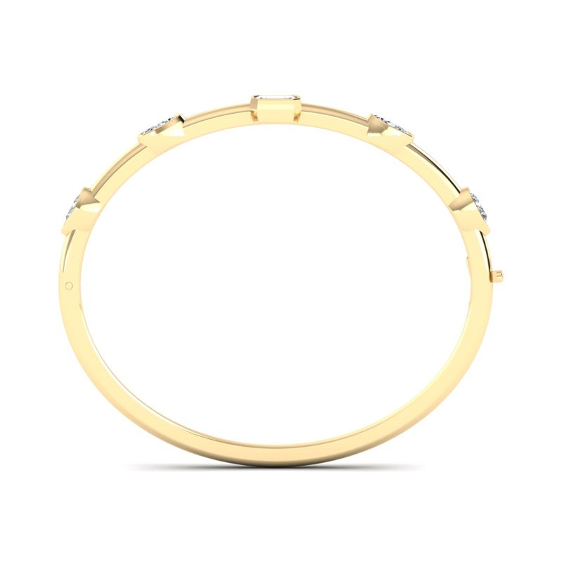 Yellow Gold Bold Mix Shaped Bangle (3ctw)
