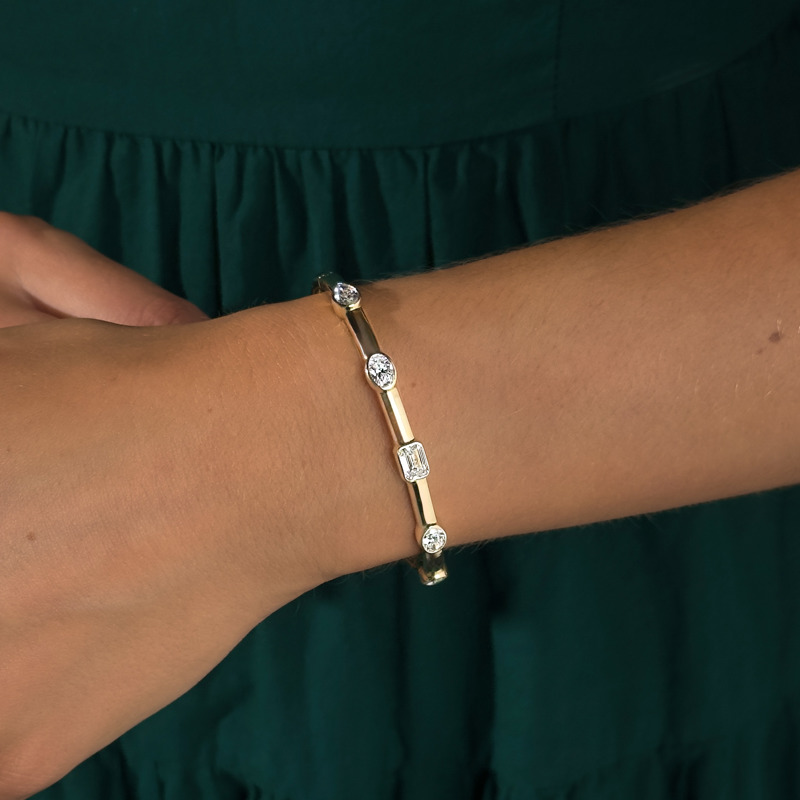 Rose Gold Bold Mix Shaped Bangle (3ctw)