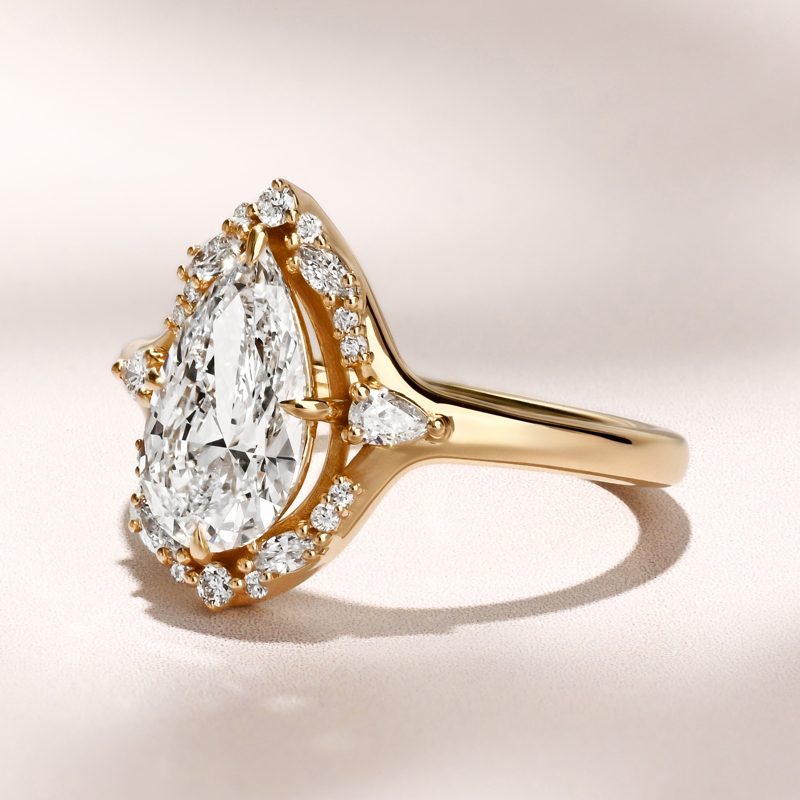 Elysia Geometric Ring | 1.60ct Pear Lab Grown Diamond