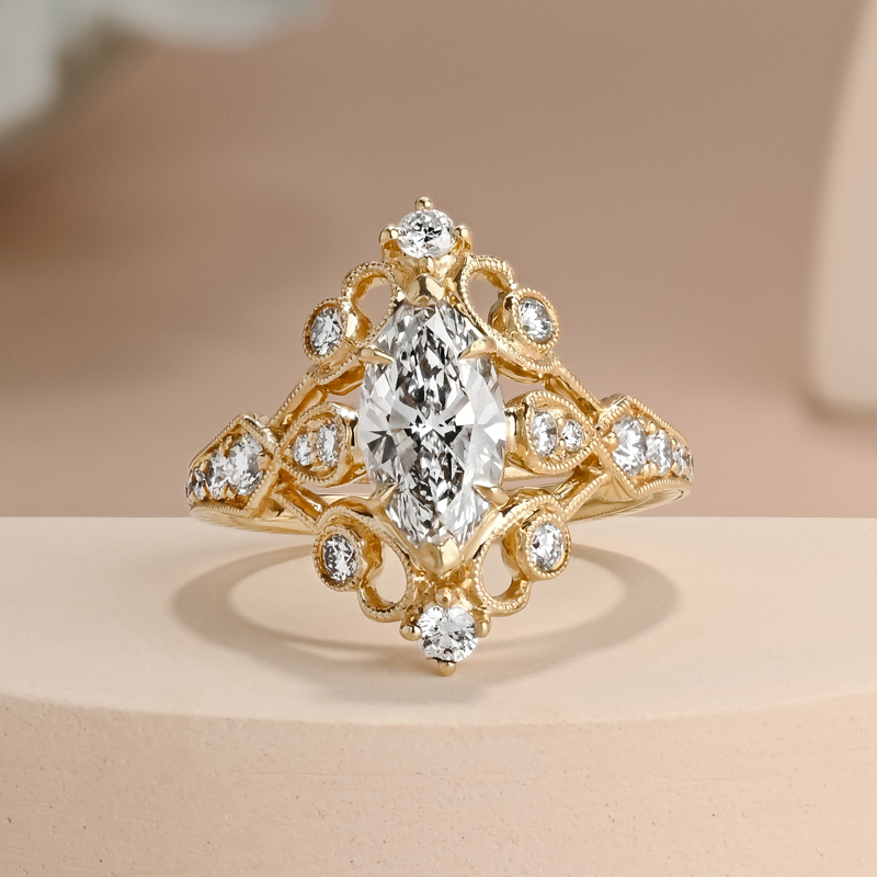 1-3/8ct Marquise Vintage Custom Ring