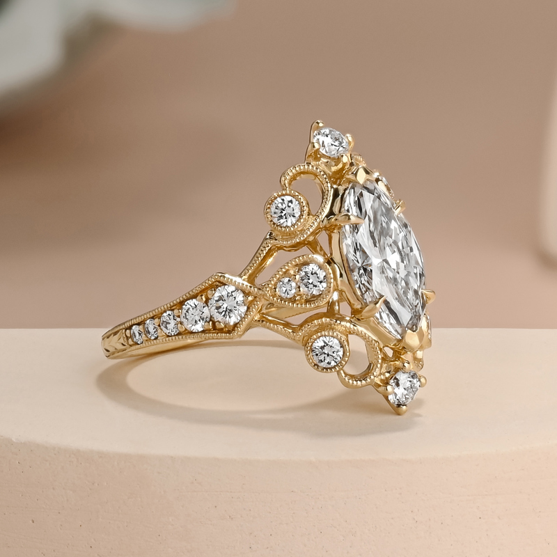 1-3/8ct Marquise Vintage Custom Ring