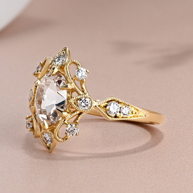 1ct Oval Rose Cut Antique Inspired Ring