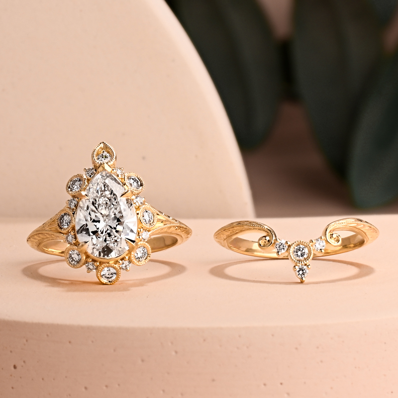2ct Antique Inspired Wedding Set