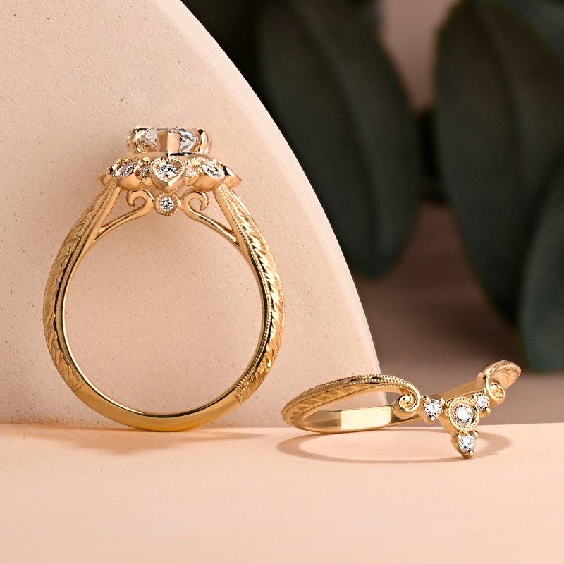 2ct Antique Inspired Wedding Set