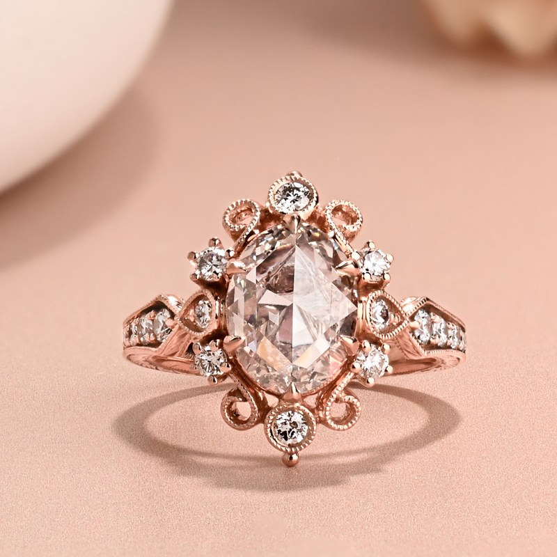 1-3/4ct Rose Cut Oval Vintage Inspired Ring