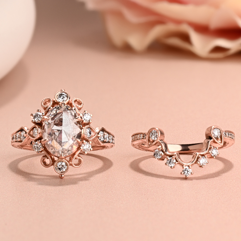 1-3/4ct Rose Cut Oval Vintage Inspired Ring