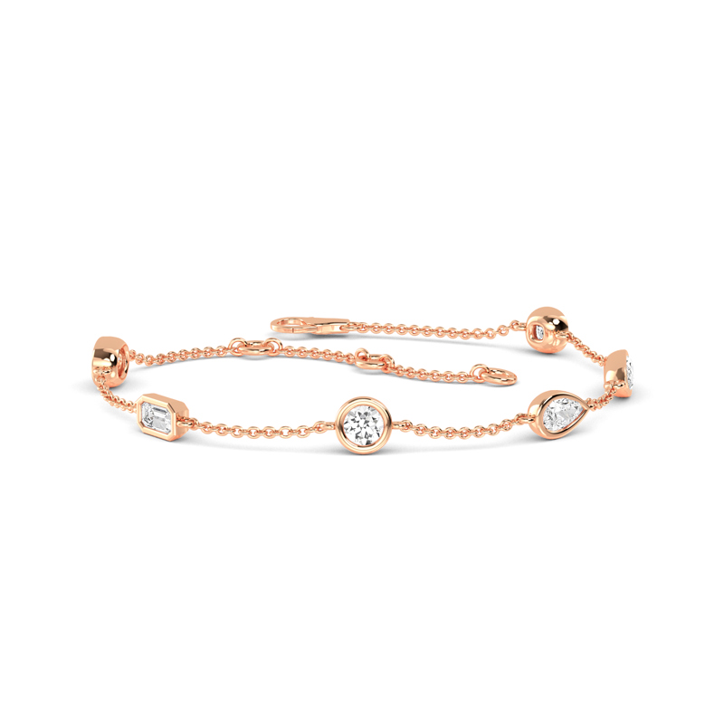 Rose Gold Mixed Shaped Lab Grown Diamond Bracelet (9/10ctw)