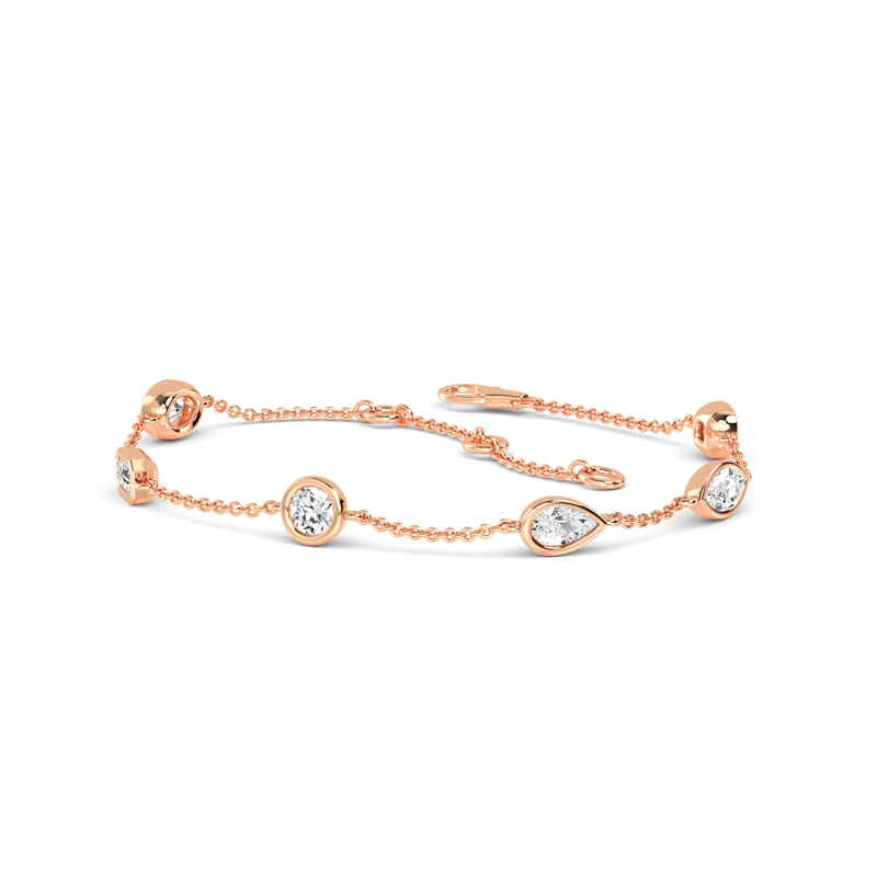 Rose Gold Mixed Shaped Lab Grown Diamond Bracelet (9/10ctw)