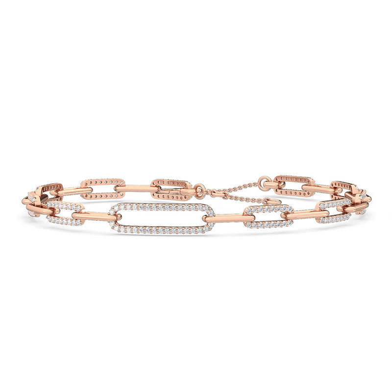 Rose Gold Full Lab Grown Diamond Paper Clip Adjustable Bracelet (1ctw)