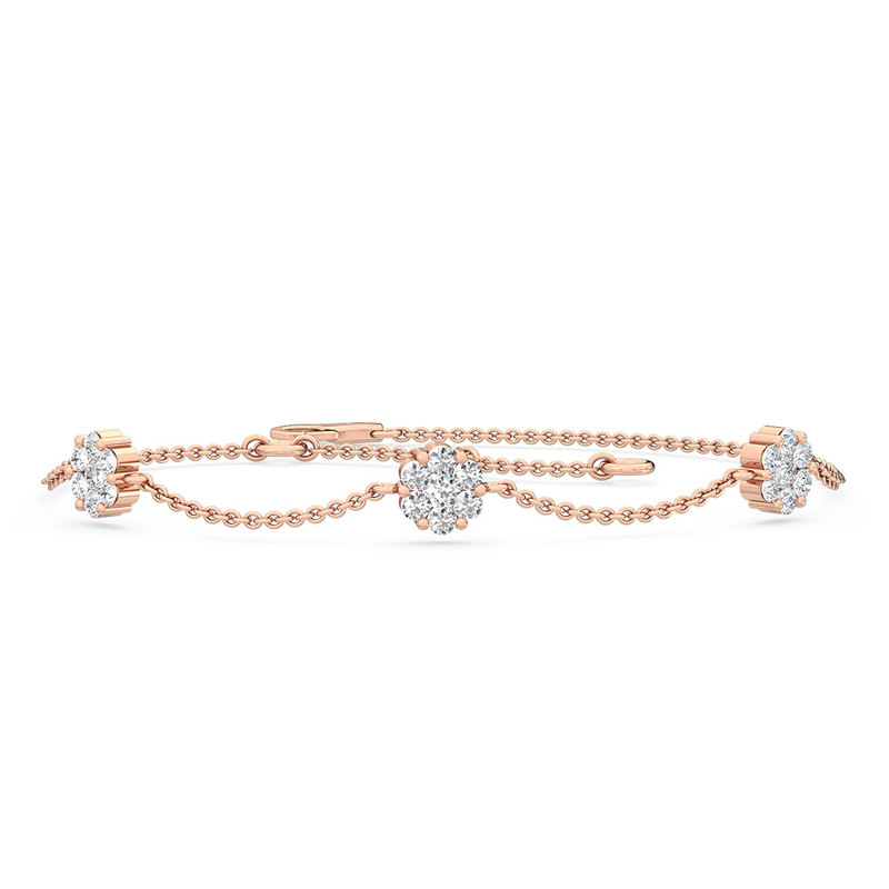 Rose Gold Station Cluster Adjustable Lab Grown Diamond Bracelet (3/8ctw)