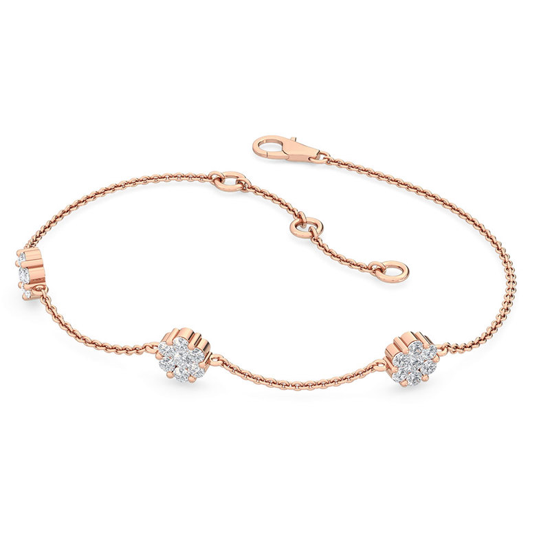 Rose Gold Station Cluster Adjustable Lab Grown Diamond Bracelet (3/8ctw)