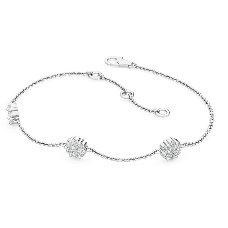 White Gold Station Cluster Adjustable Lab Grown Diamond Bracelet (3/8ctw)