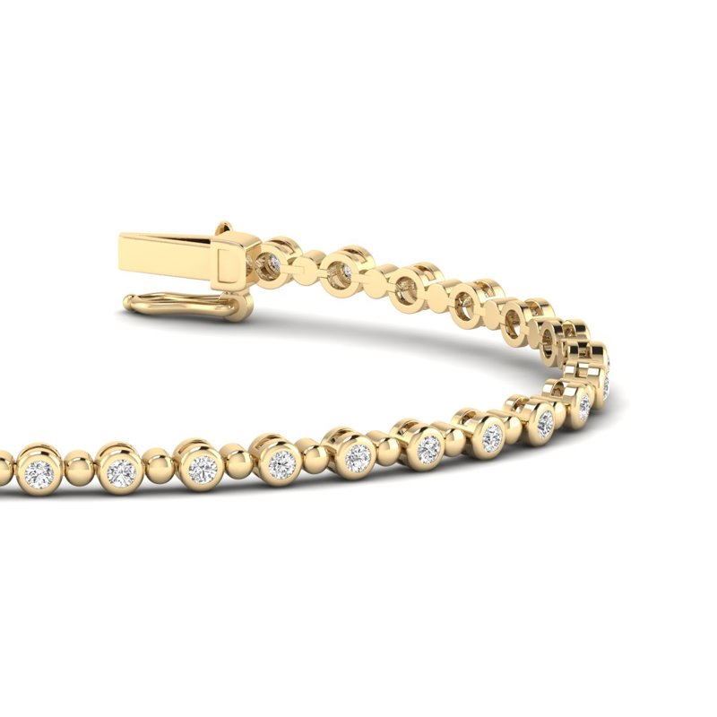 Yellow Gold Bubble Bezel Tennis Bracelet (1ctw)