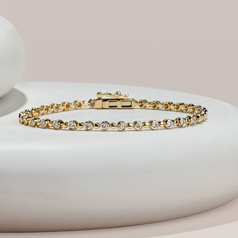 Yellow Gold Bubble Bezel Tennis Bracelet (1ctw)