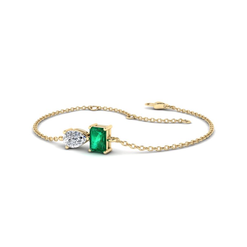 Yellow Gold Toi Et Moi Emerald Bracelet