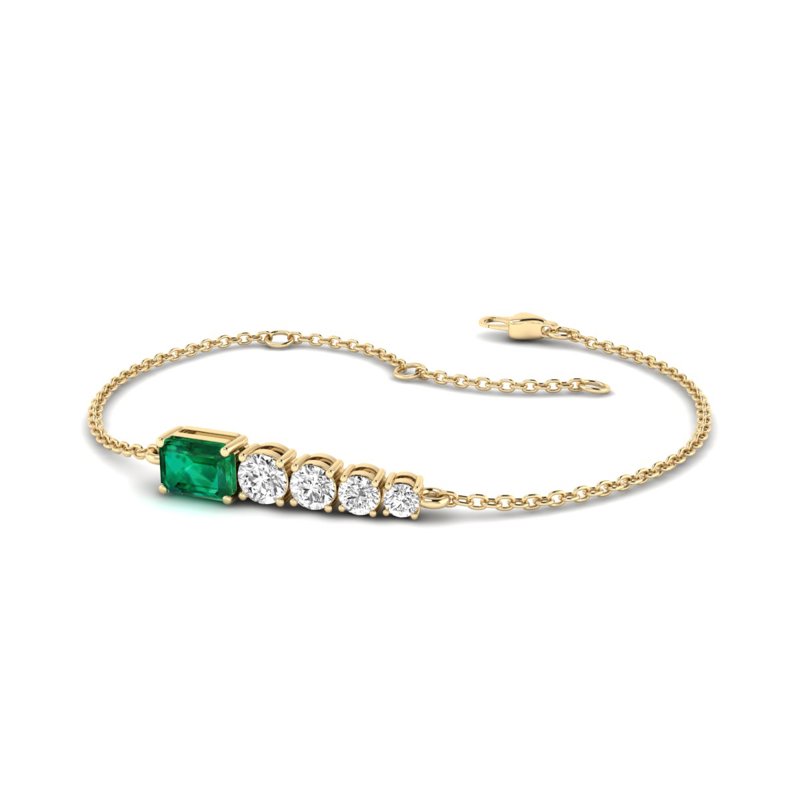 Yellow Gold Kate Emerald & Diamond Bracelet