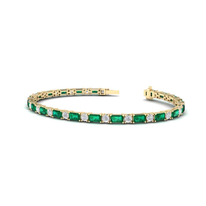 Yellow Gold Azalea Emerald & Diamond Bracelet