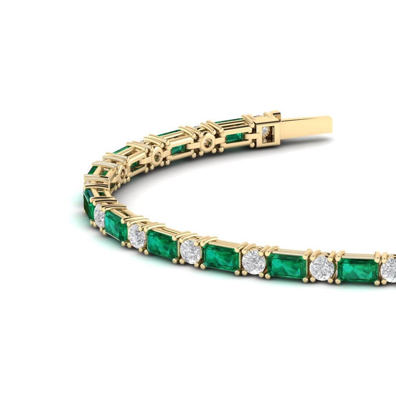 Yellow Gold Azalea Emerald & Diamond Bracelet