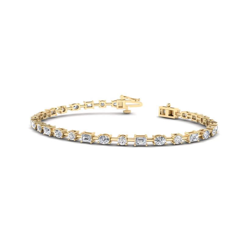 Yellow Gold Perfect Mix Shape Tennis Bracelet (4ctw)