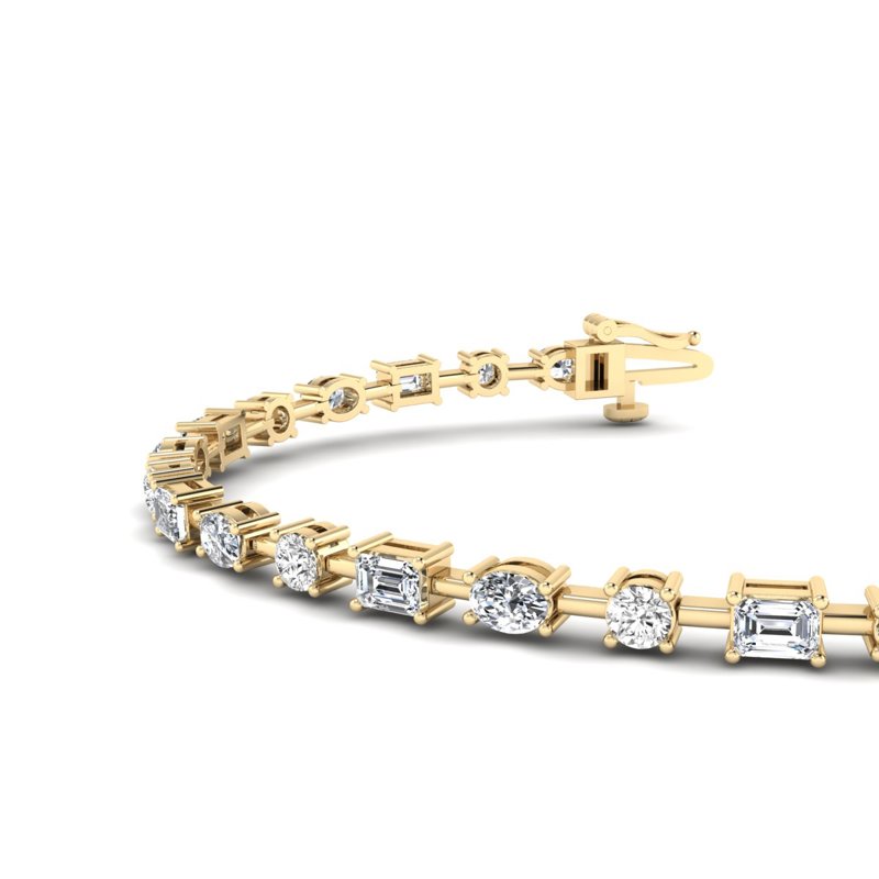 Yellow Gold Perfect Mix Shape Tennis Bracelet (4ctw)
