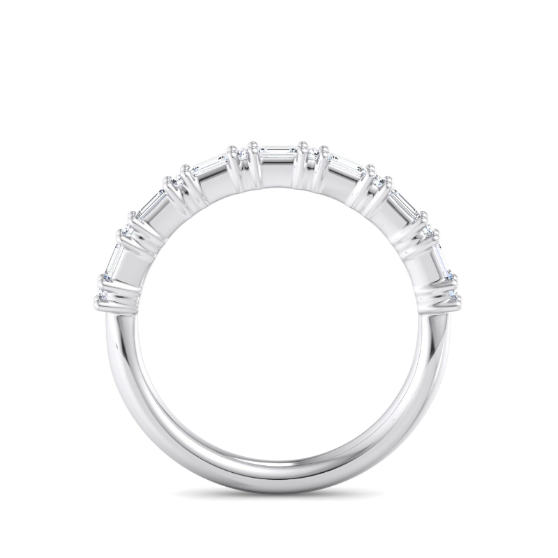 Platinum Mini Baguette & Round Ring (1/4ctw)