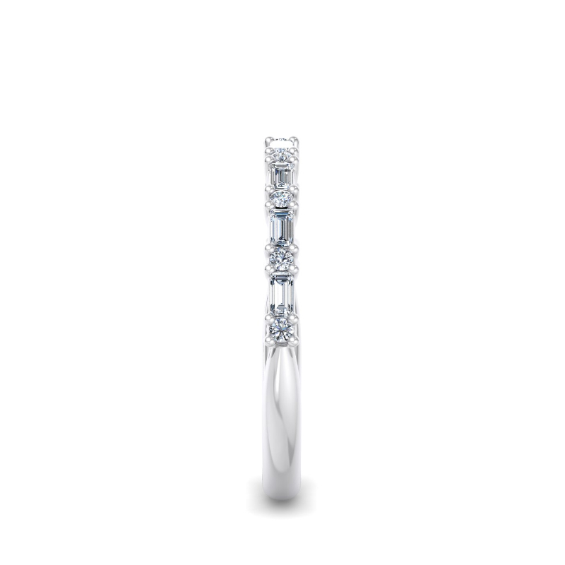 Platinum Mini Baguette & Round Ring (1/4ctw)