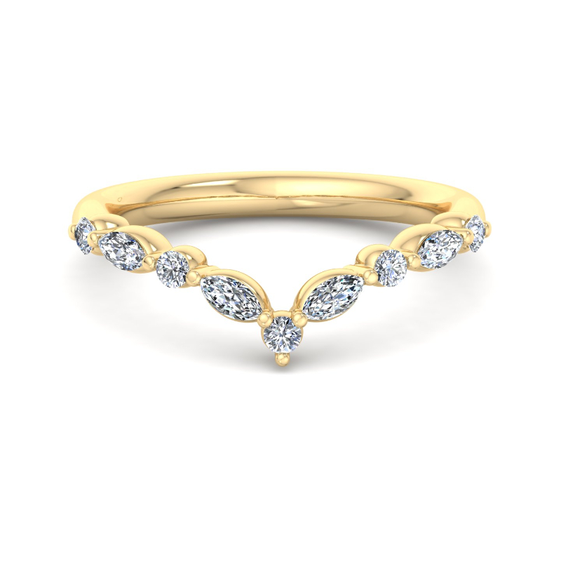 Yellow Gold Petite Sienna Contoured Ring (1/3ctw)