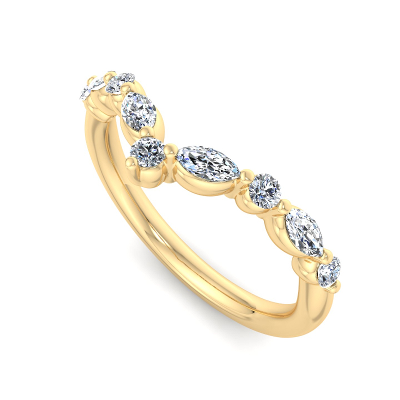 Yellow Gold Petite Sienna Contoured Ring (1/3ctw)