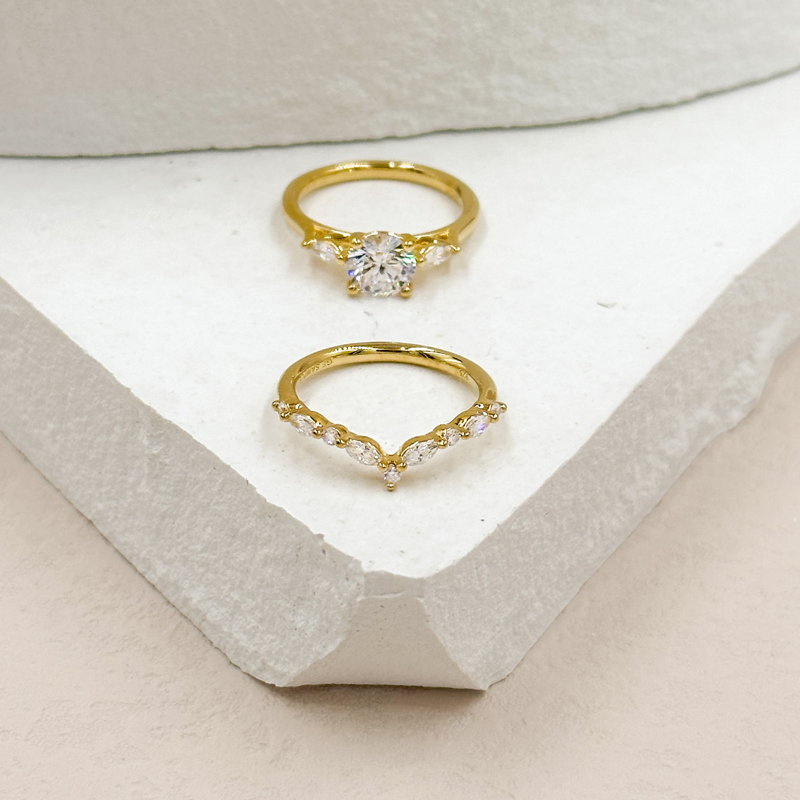 Yellow Gold Petite Sienna Contoured Ring (1/3ctw)