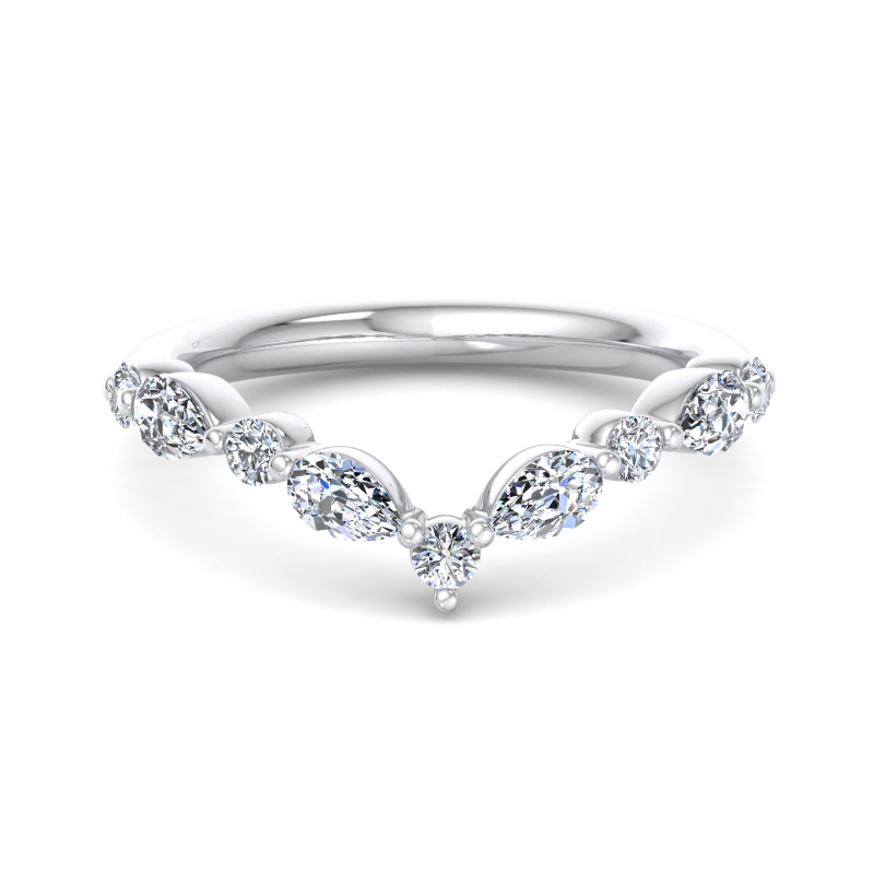 Platinum Sienna Pear & Round Ring (1/2ctw)