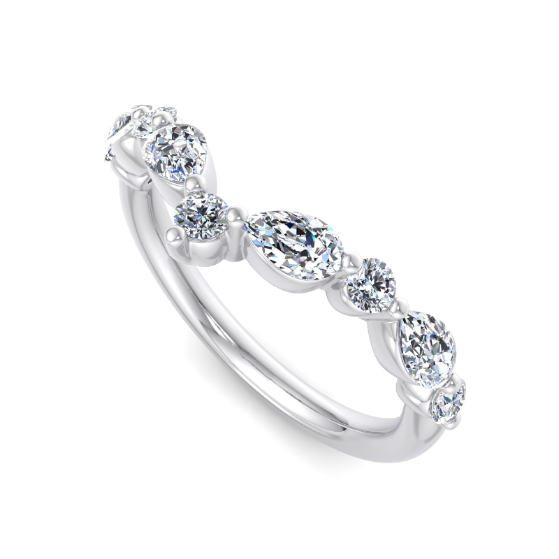 Platinum Sienna Pear & Round Ring (1/2ctw)