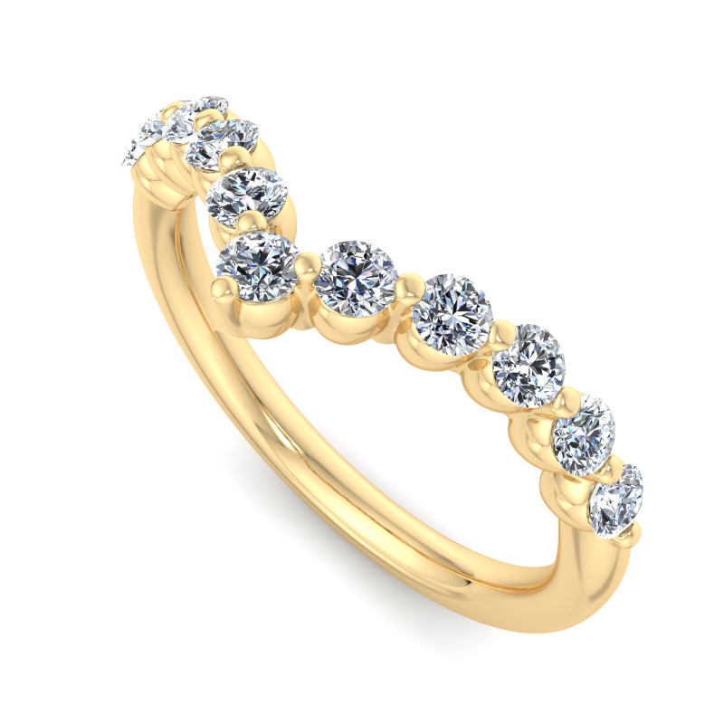 Yellow Gold Shared Contoured Ring (1/3ctw)