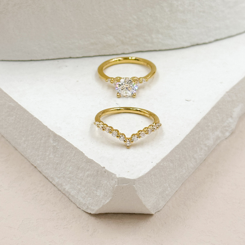Yellow Gold Shared Contoured Ring (1/3ctw)