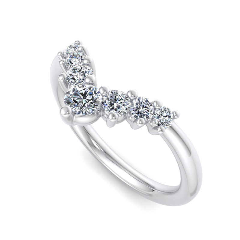 Platinum Classic 'V' Contoured Ring (1/3ctw)