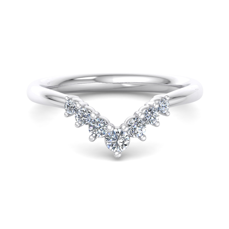 White Gold Petite 'V' Contoured Ring (1/4ctw)