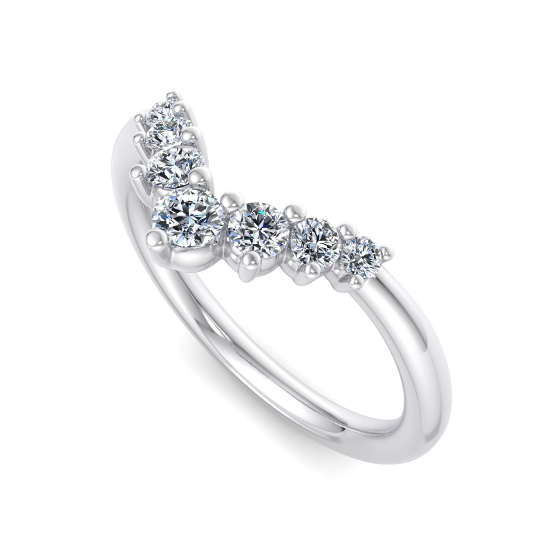 White Gold Petite 'V' Contoured Ring (1/4ctw)